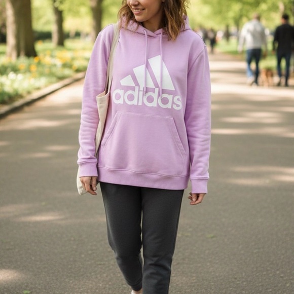 adidas Tops - Adidas Pink Pullover Hoodie Sweatshirt Size Small